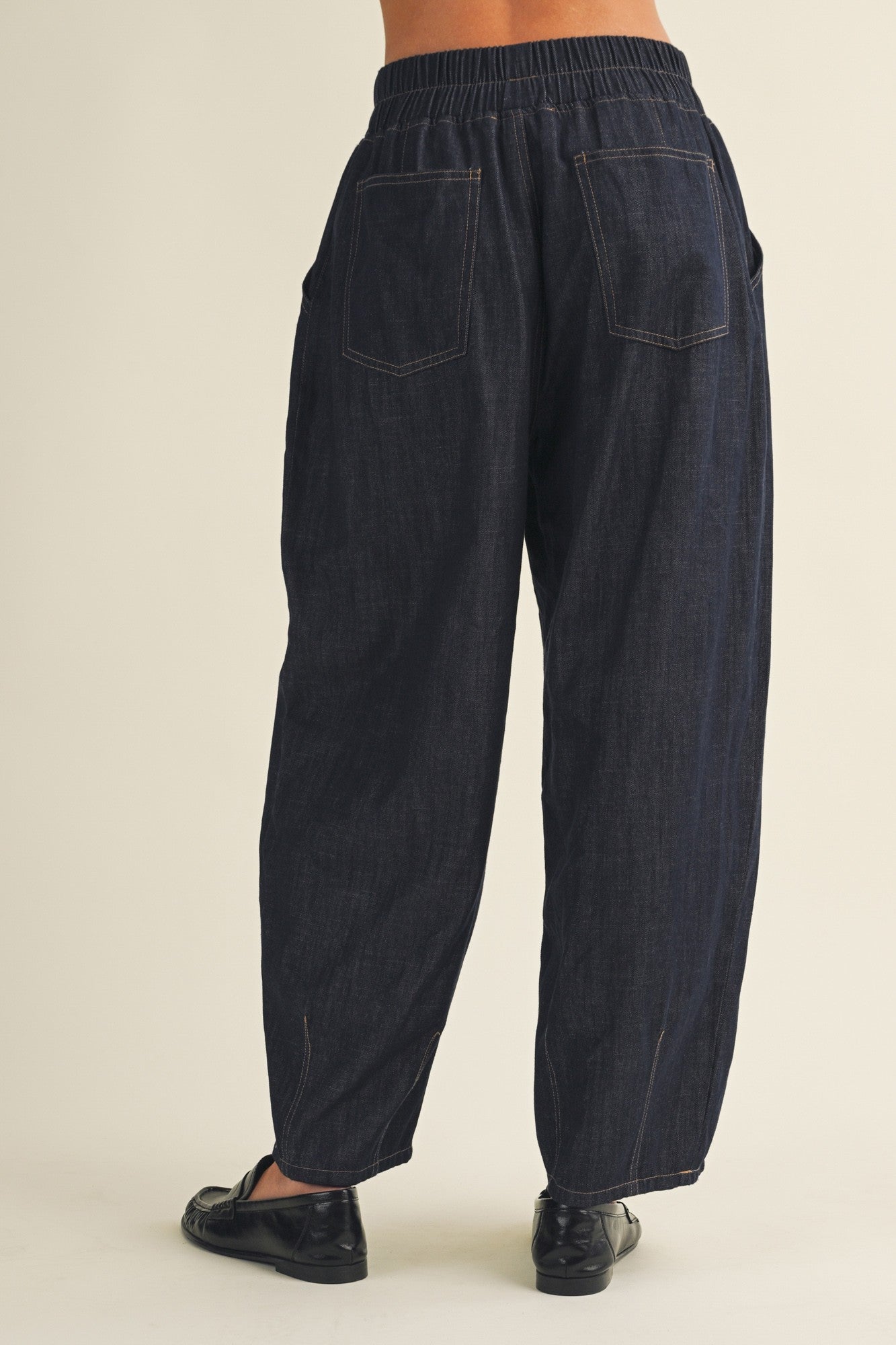 Structured Denim Wide-Leg Crop Pants