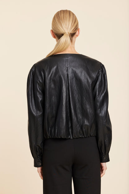 Faux Leather Inverted Back Pleat Jacket