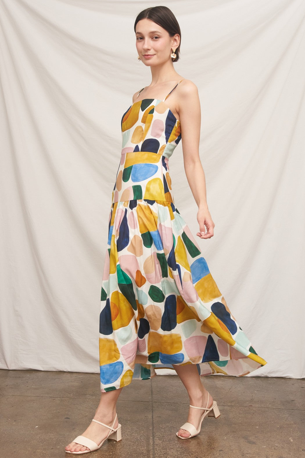 Abstract Print Tiered Maxi Dress