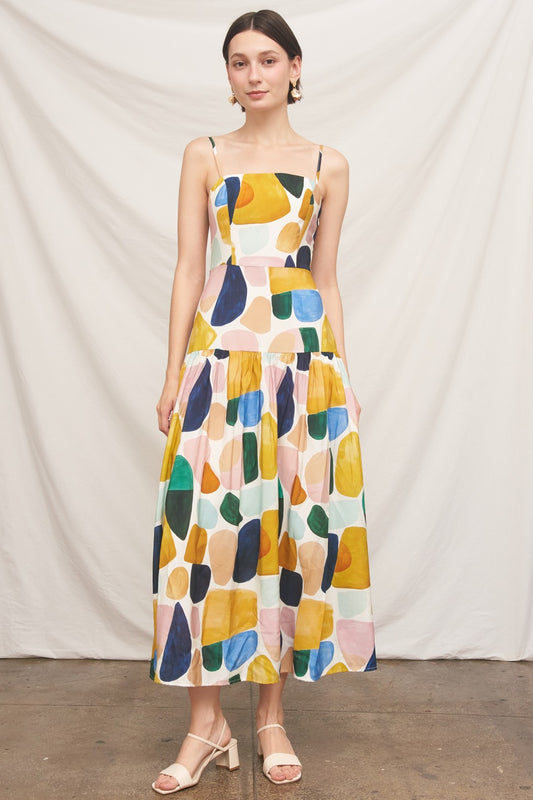Abstract Print Tiered Maxi Dress