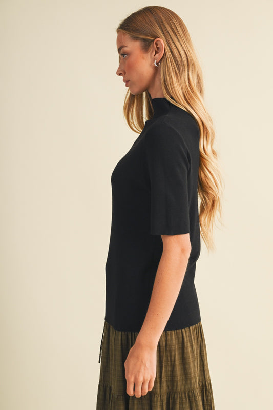 Mock-Neck Knit Pullover