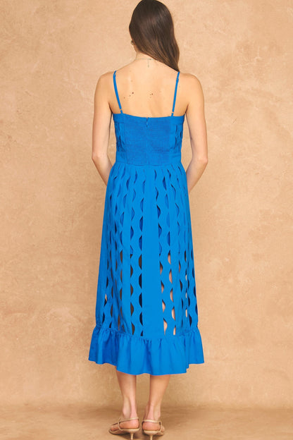Sectional Wavy Cutout Midi Dress