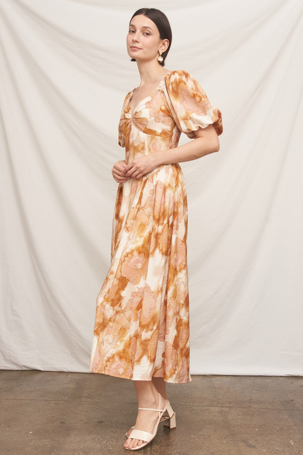 Puff Sleeve Floral Maxi Dress