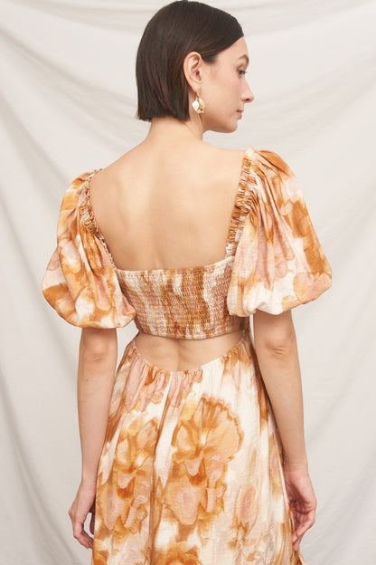 Puff Sleeve Floral Maxi Dress