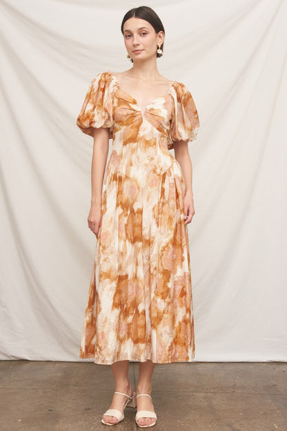 Puff Sleeve Floral Maxi Dress