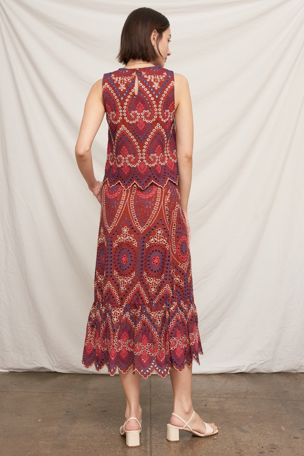 Eyelet Embroidered Maxi Skirt