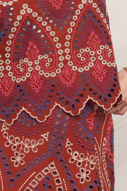 Eyelet Embroidered Maxi Skirt