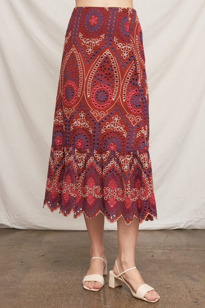 Eyelet Embroidered Maxi Skirt