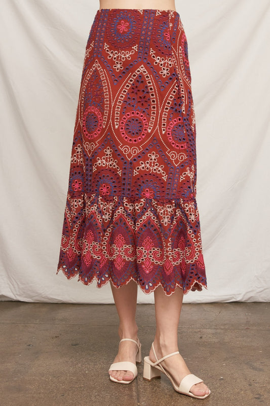 Eyelet Embroidered Maxi Skirt
