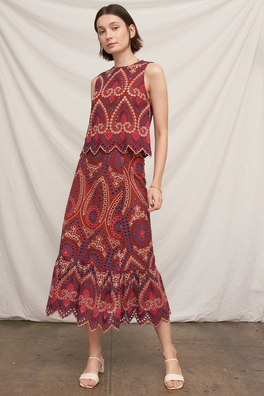 Eyelet Embroidered Maxi Skirt