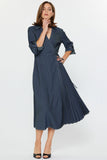 Wrap Front Denim Midi Dress
