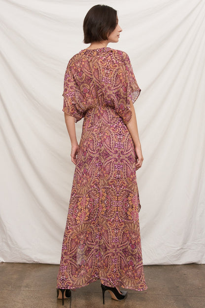 Kimono Sleeve Paisley Maxi Dress
