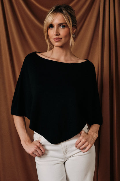 Slouchy Neck Poncho Black