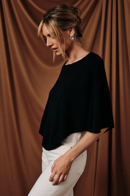 Slouchy Neck Poncho Black
