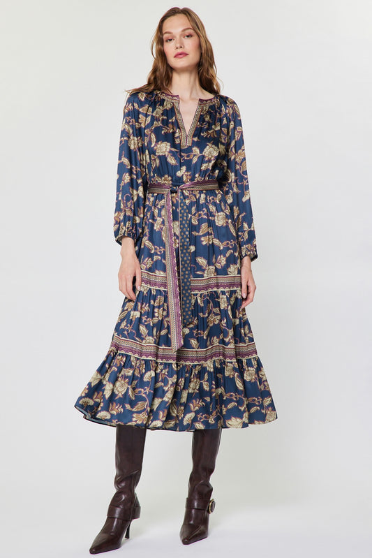 Floral Printed Tiered Midi Dress