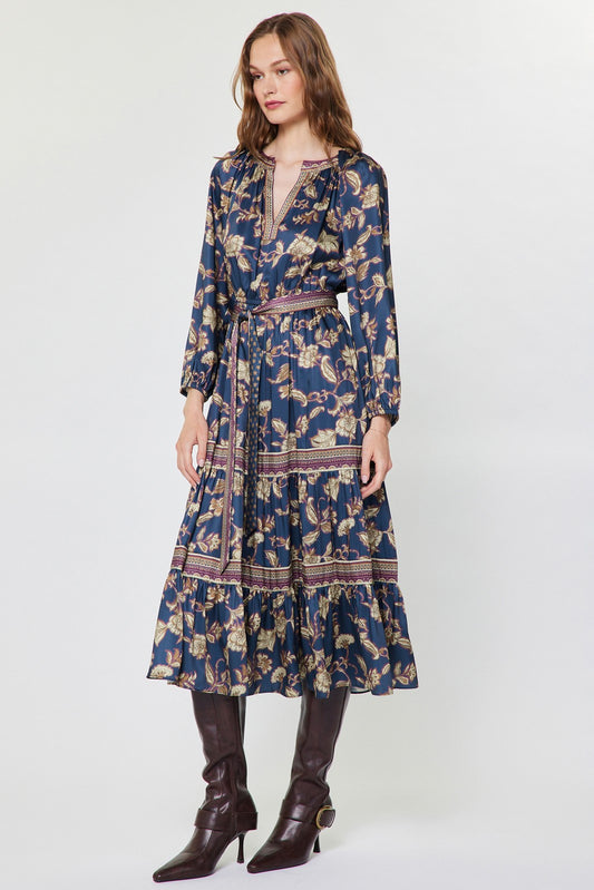 Floral Printed Tiered Midi Dress