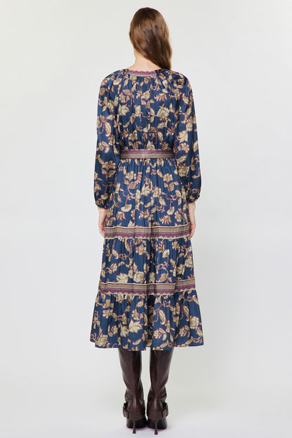 Floral Printed Tiered Midi Dress
