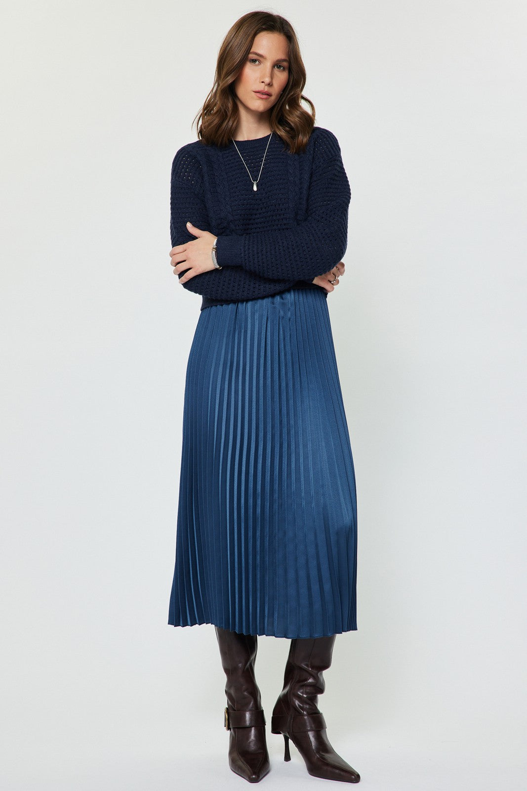 Pullover Sweater Dress Set Navy