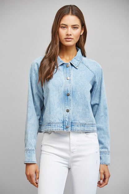 Washed Denim Cropped Jacket