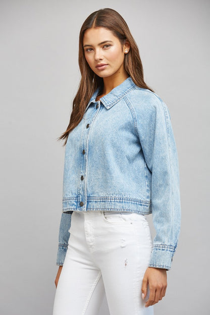 Washed Denim Cropped Jacket