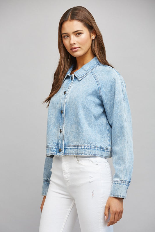 Washed Denim Cropped Jacket