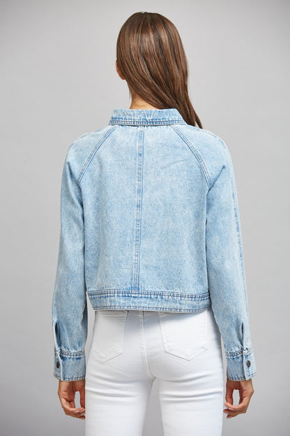 Washed Denim Cropped Jacket