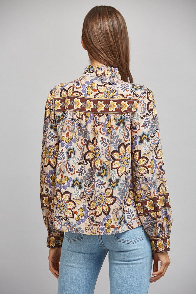 Ruffled Stand Collar Blouse