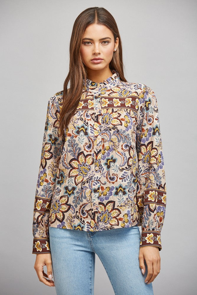 Ruffled Stand Collar Blouse