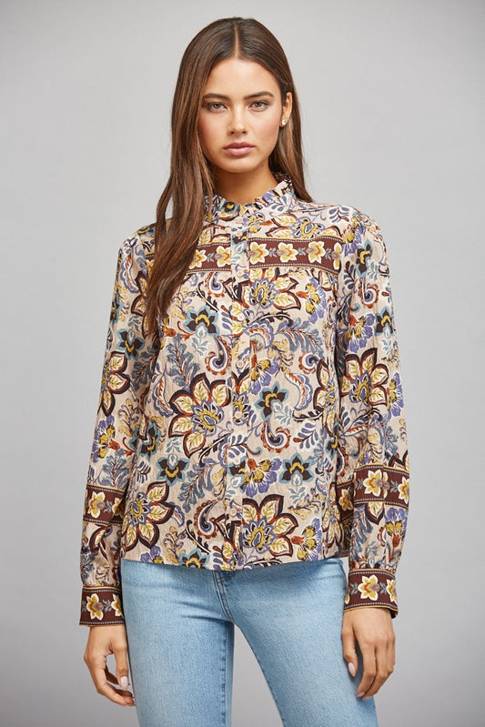 Ruffled Stand Collar Blouse