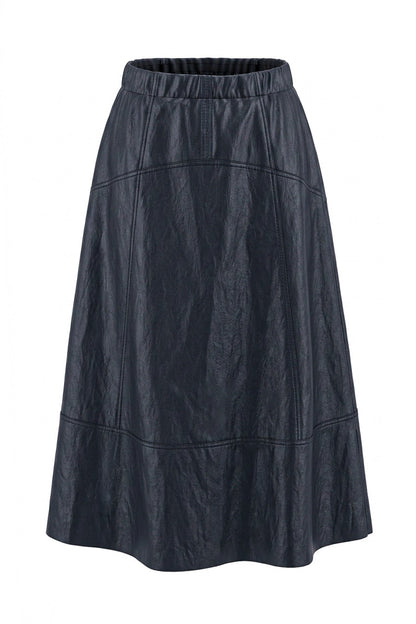 Faux Leather A-Line Midi Skirt
