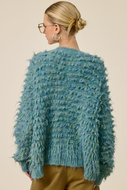 Textured Fuzzy Knit Cardigan