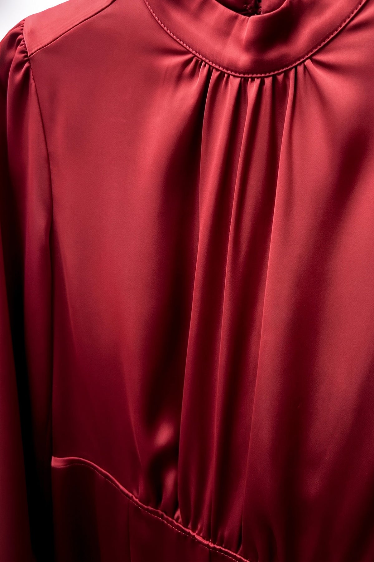 Mock Neck Belted Maxi Dress