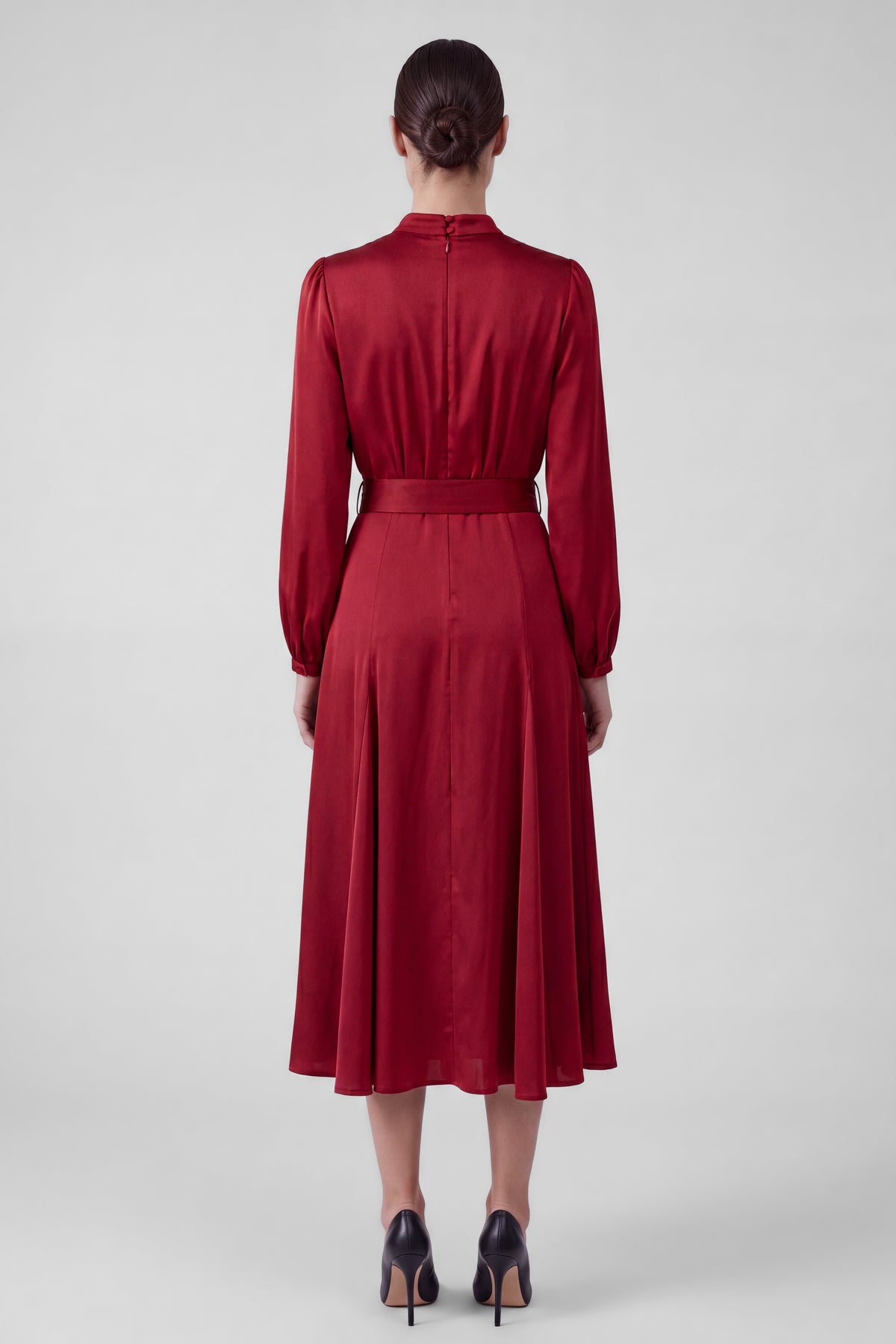 Mock Neck Belted Maxi Dress