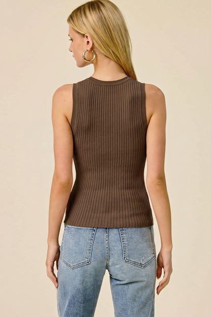 Cashmere Blend Ribbed Knit Tank