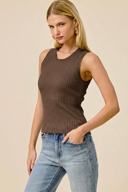 Cashmere Blend Ribbed Knit Tank