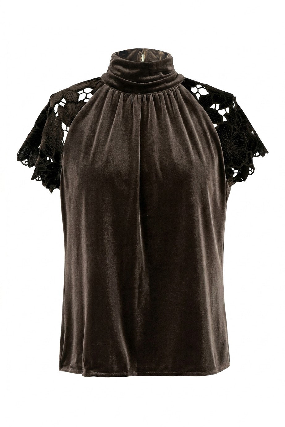 Velvet Lace Mock Neck Top