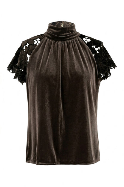 Velvet Lace Mock Neck Top