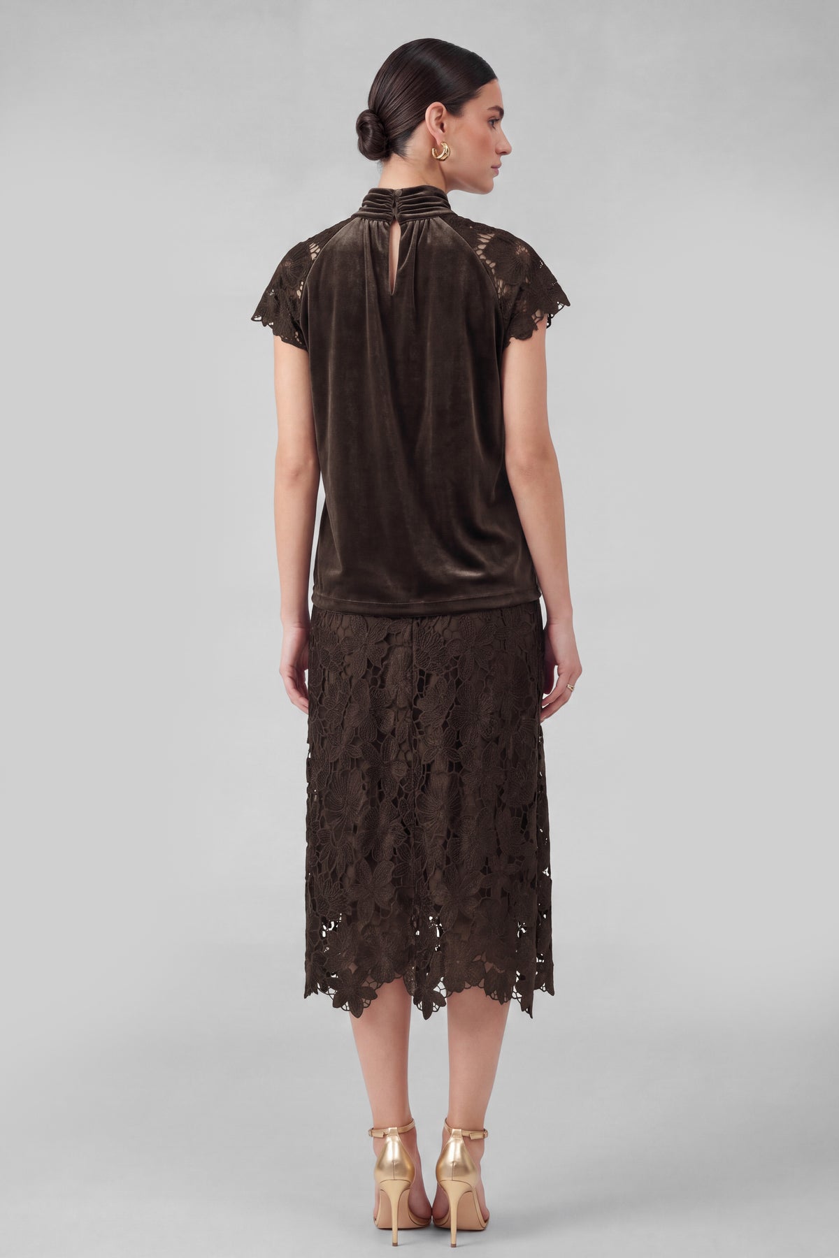 Velvet Lace Mock Neck Top