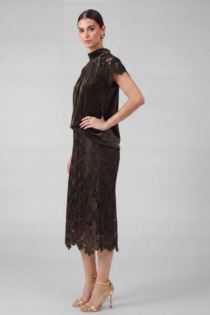 Velvet Lace Mock Neck Top