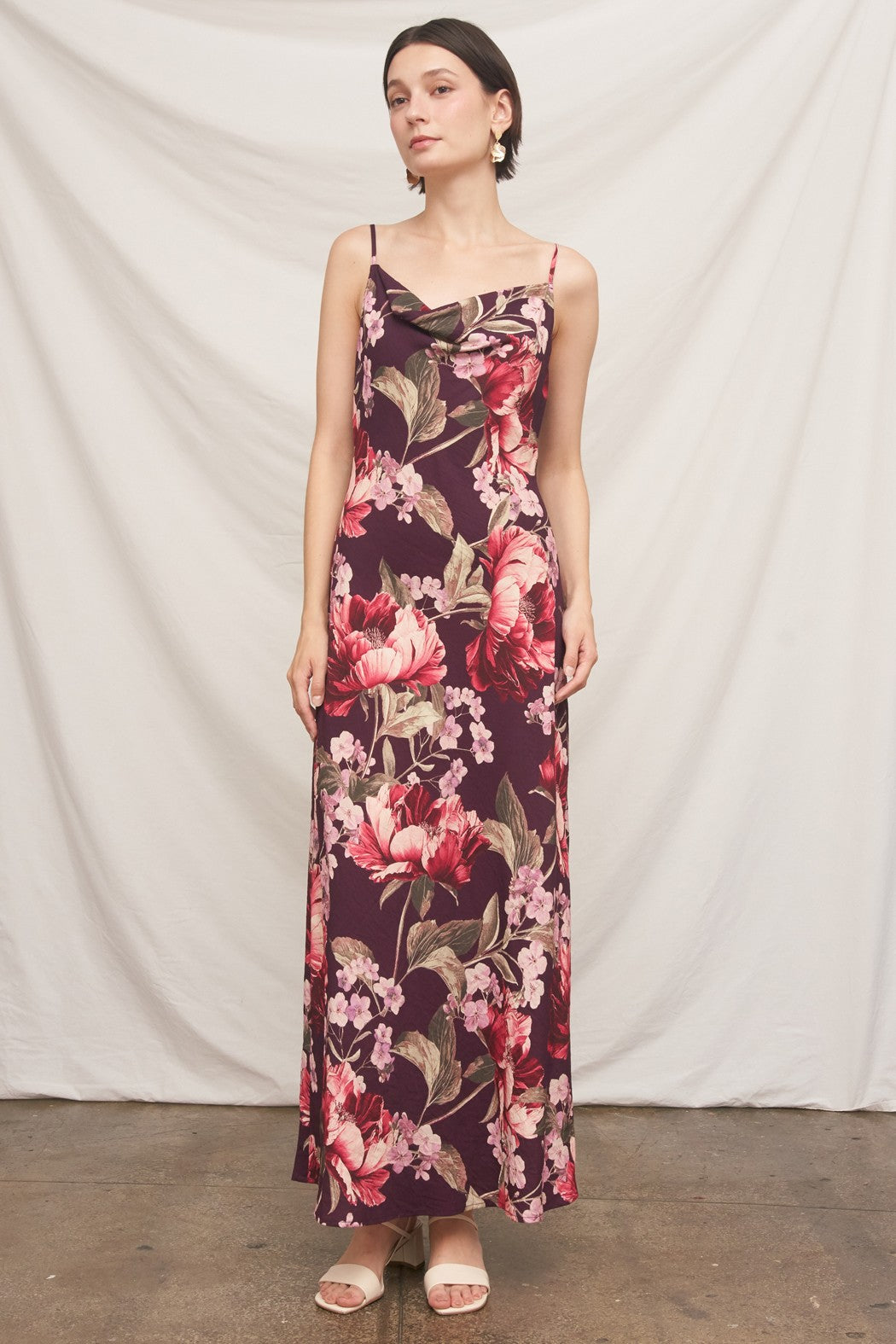 Sleeveless Cowl Neck Maxi Dress
