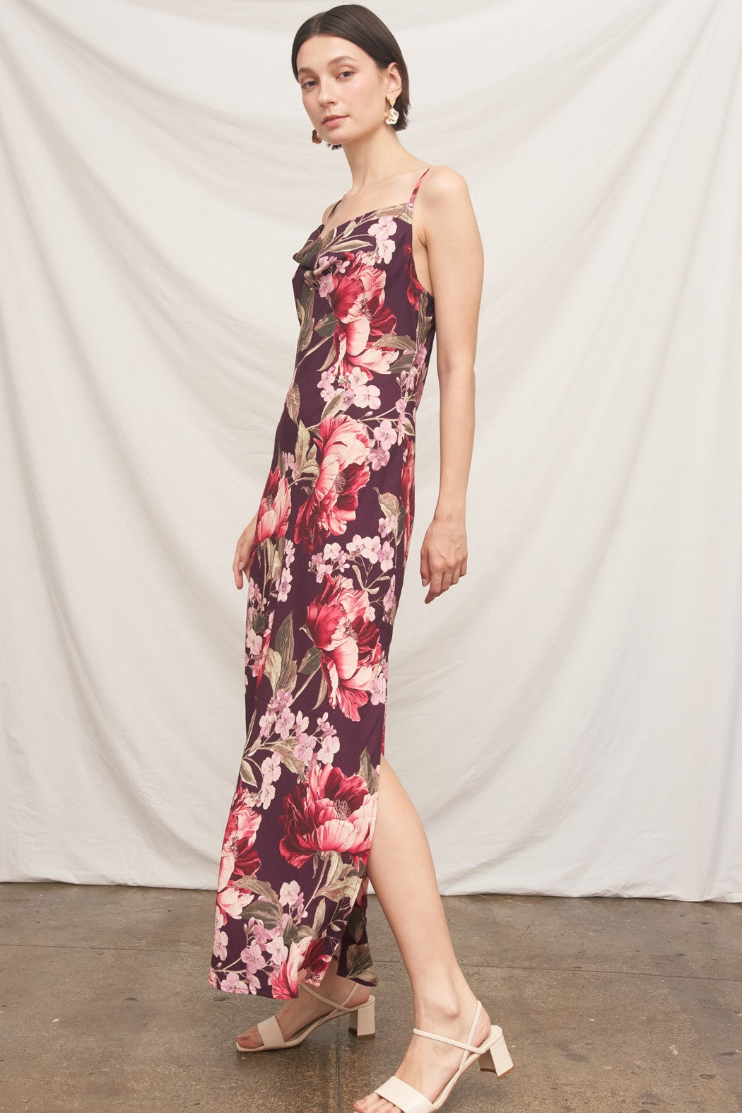Sleeveless Cowl Neck Maxi Dress