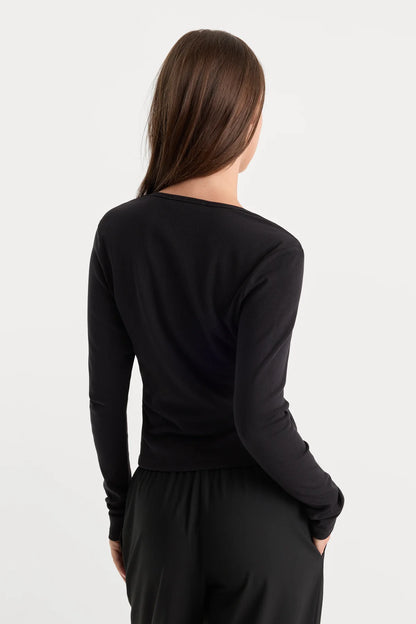 The Rib V-Neck Cardigan Black