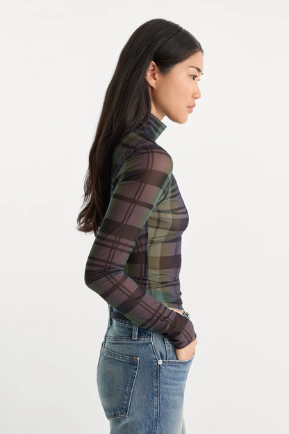 The Mesh Plaid Turtleneck