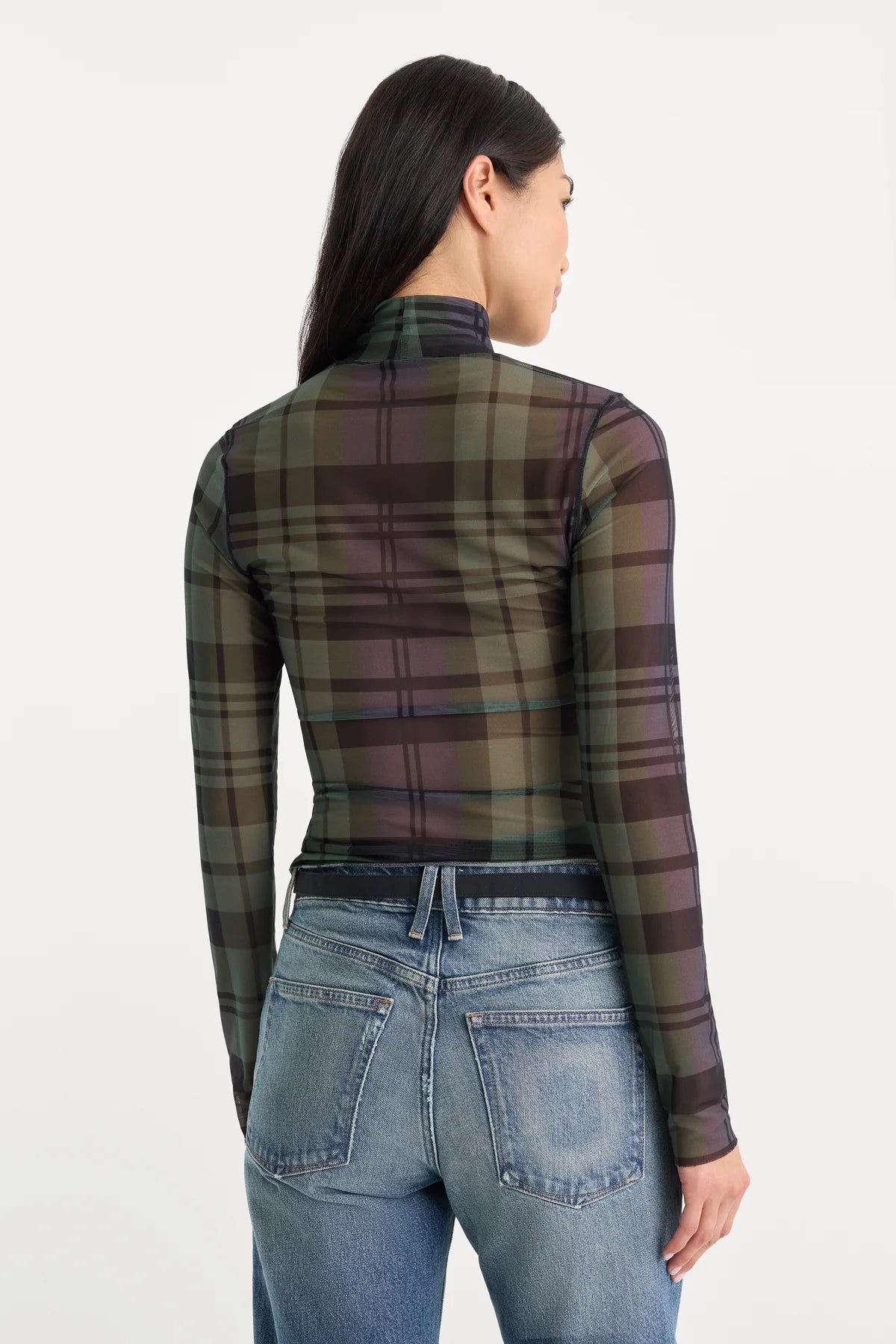 The Mesh Plaid Turtleneck