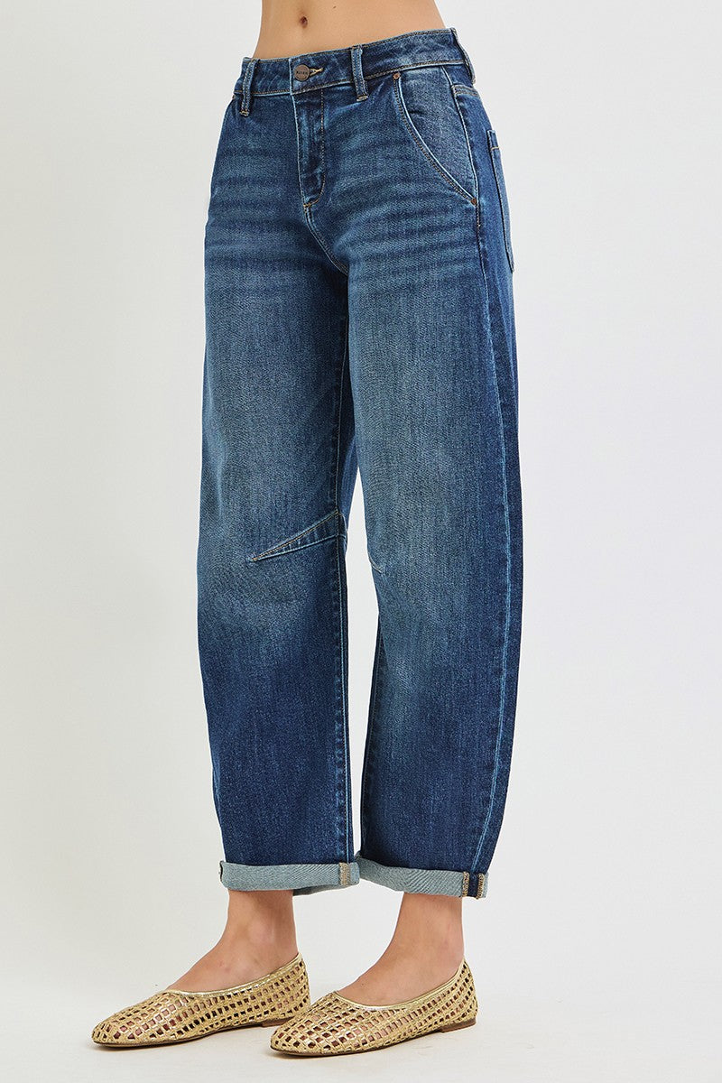 Slouchy Cuffed Barrel Jeans