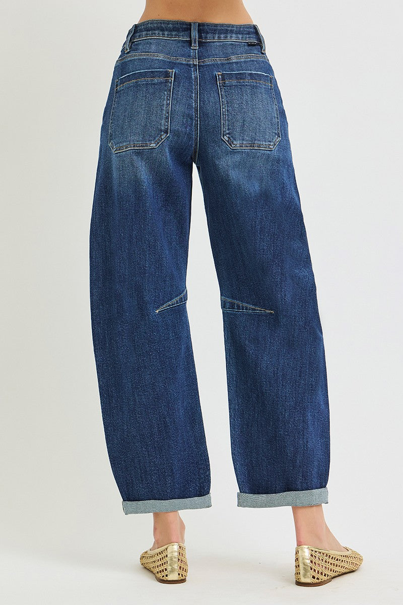 Slouchy Cuffed Barrel Jeans