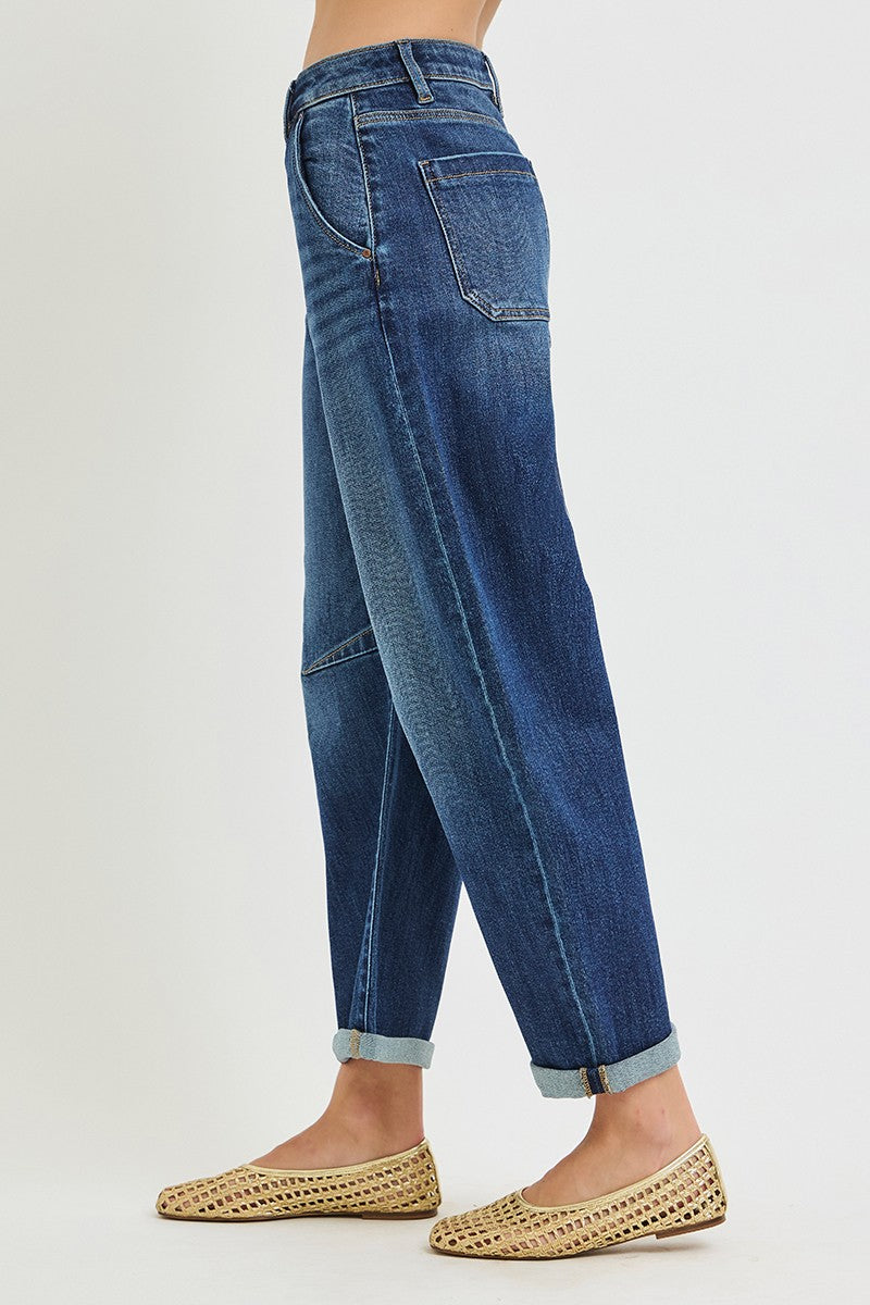 Slouchy Cuffed Barrel Jeans