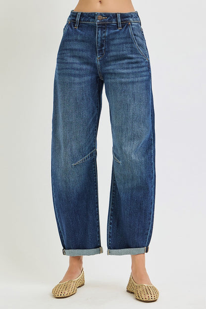 Slouchy Cuffed Barrel Jeans