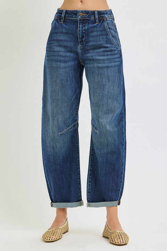 Slouchy Cuffed Barrel Jeans