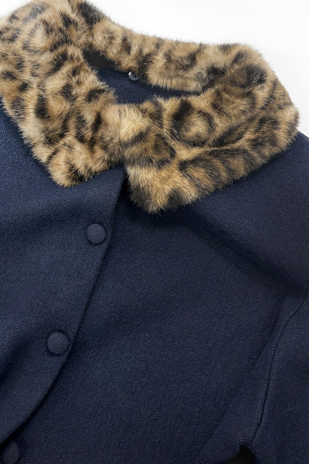 Leopard Faux Fur Collar Cardigan